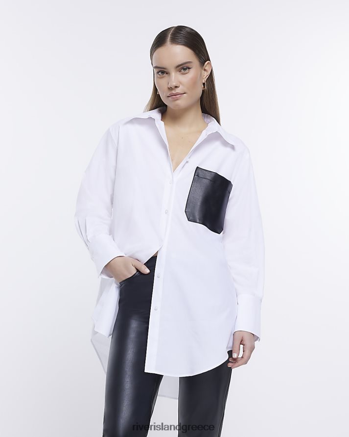 River Island ενδύματα άσπρο γυναίκες υπερμεγέθη μακρυμάνικο πουκάμισο B6N8X4782
