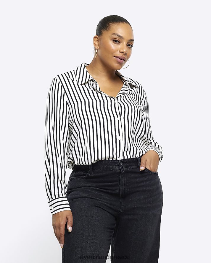 River Island ενδύματα μαύρος γυναίκες συν σατέν ριγέ πουκάμισο B6N8X5092