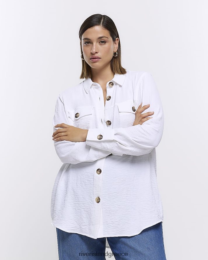 River Island ενδύματα άσπρο γυναίκες συν ανάγλυφο πουκάμισο B6N8X5111