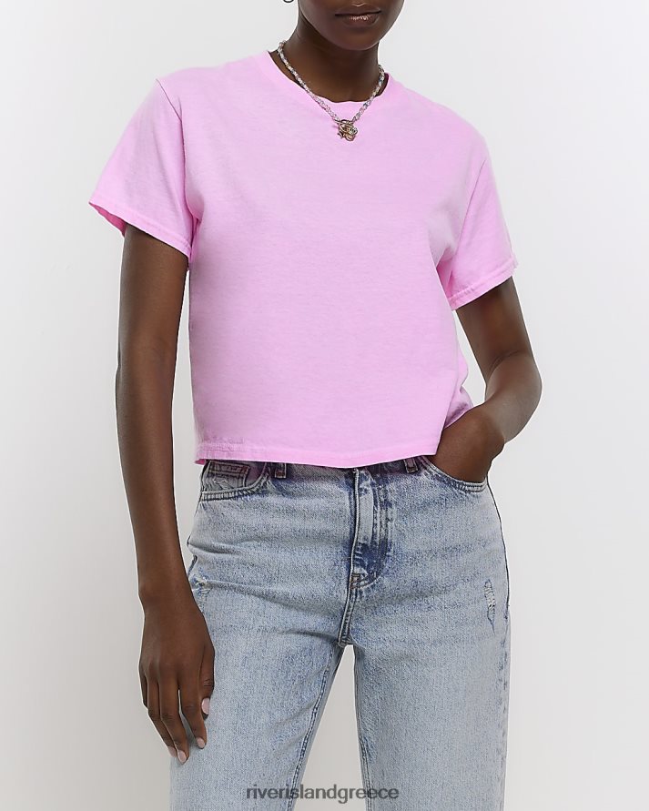 River Island ενδύματα ροζ γυναίκες crop t-shirt B6N8X1340