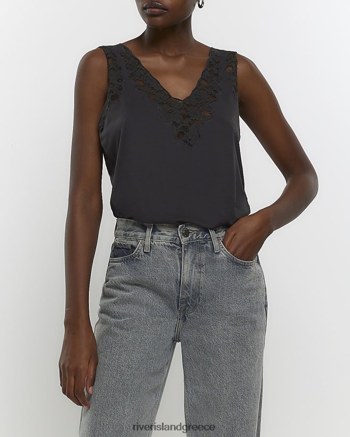 River Island ενδύματα γκρί γυναίκες Δαντελένιο γιλέκο B6N8X1030