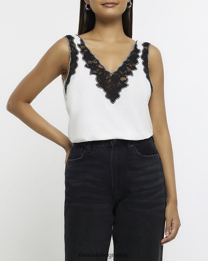 River Island ενδύματα κρέμα γυναίκες Δαντελένιο γιλέκο B6N8X1031