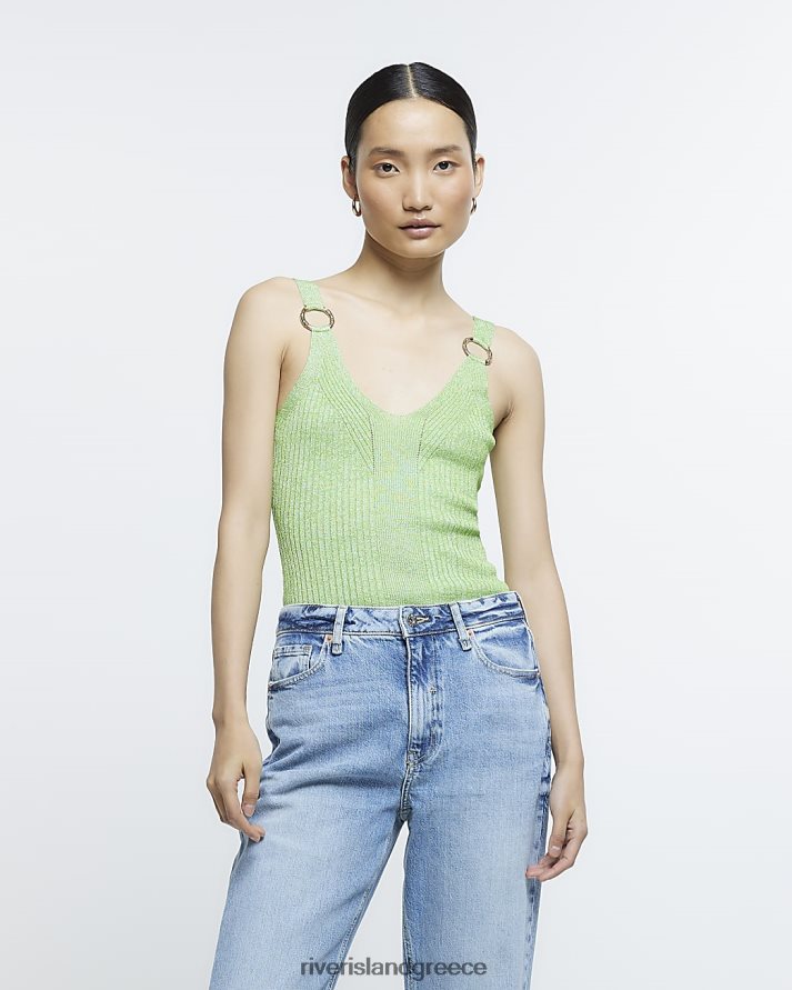River Island ενδύματα πράσινος γυναίκες μπλούζα γιλέκου με ραβδώσεις B6N8X1064