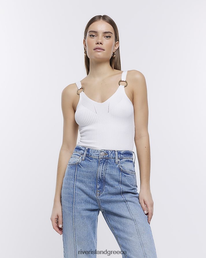 River Island ενδύματα άσπρο γυναίκες ραβδωτό πλεκτό γιλέκο B6N8X1066