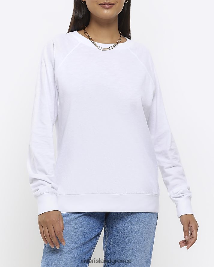 River Island ενδύματα άσπρο γυναίκες μακρυμάνικο μονόχρωμο τοπ B6N8X1114