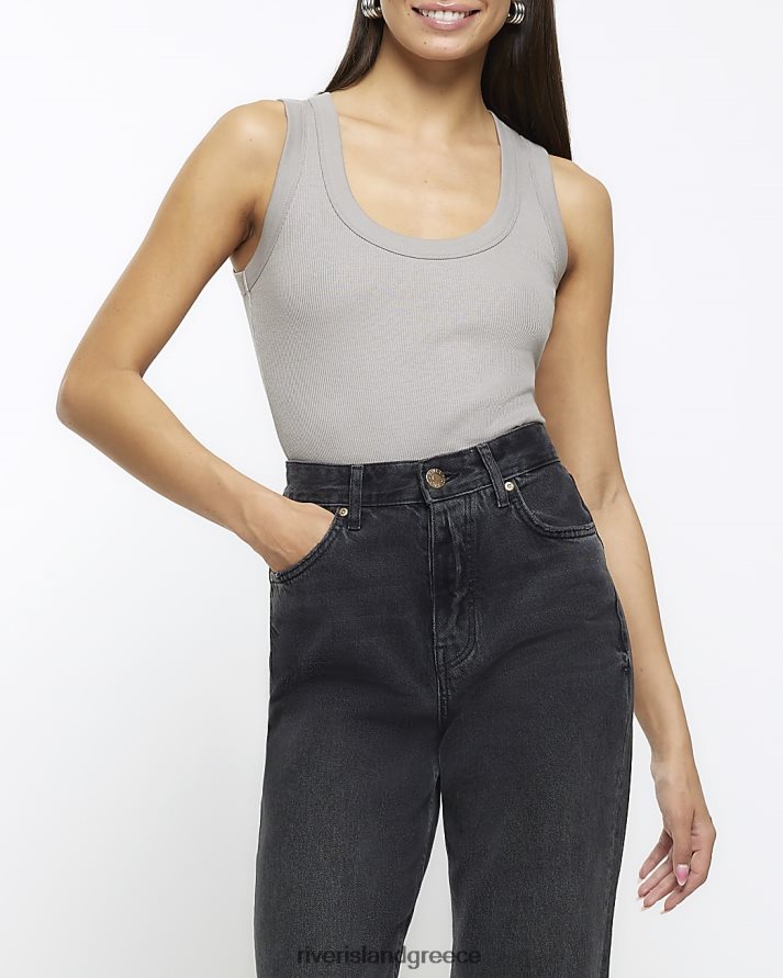 River Island ενδύματα γκρί γυναίκες μπλούζα γιλέκου με λαιμόκοψη B6N8X1143