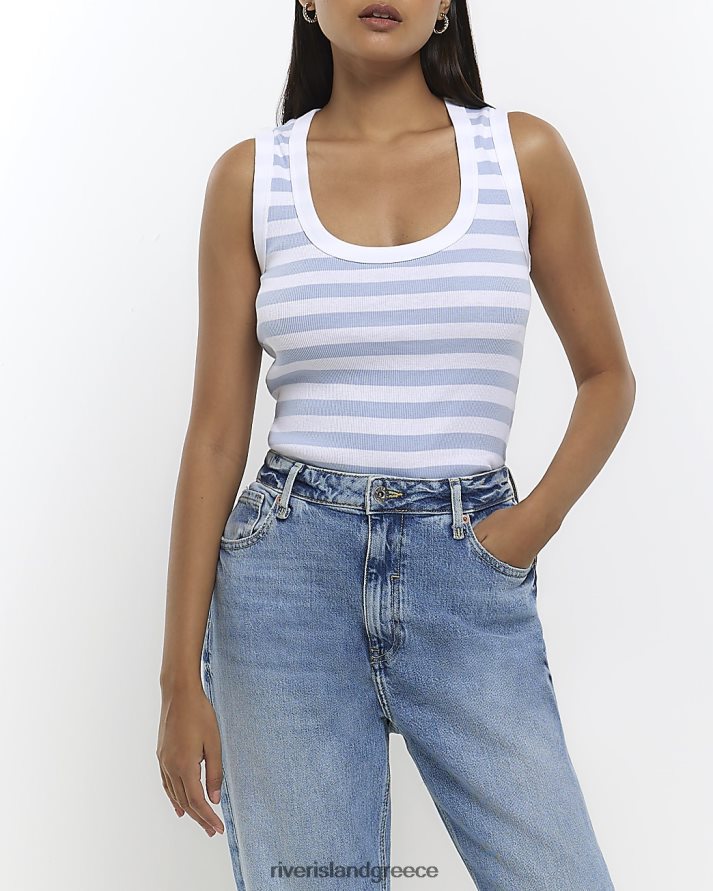 River Island ενδύματα μπλε γυναίκες μπλούζα γιλέκου με ρίγες λαιμόκοψη B6N8X1145