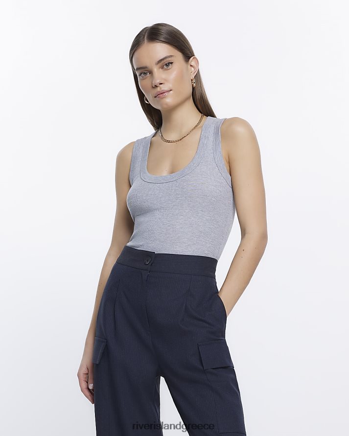 River Island ενδύματα γκρί γυναίκες μπλούζα γιλέκου με λαιμόκοψη B6N8X1147