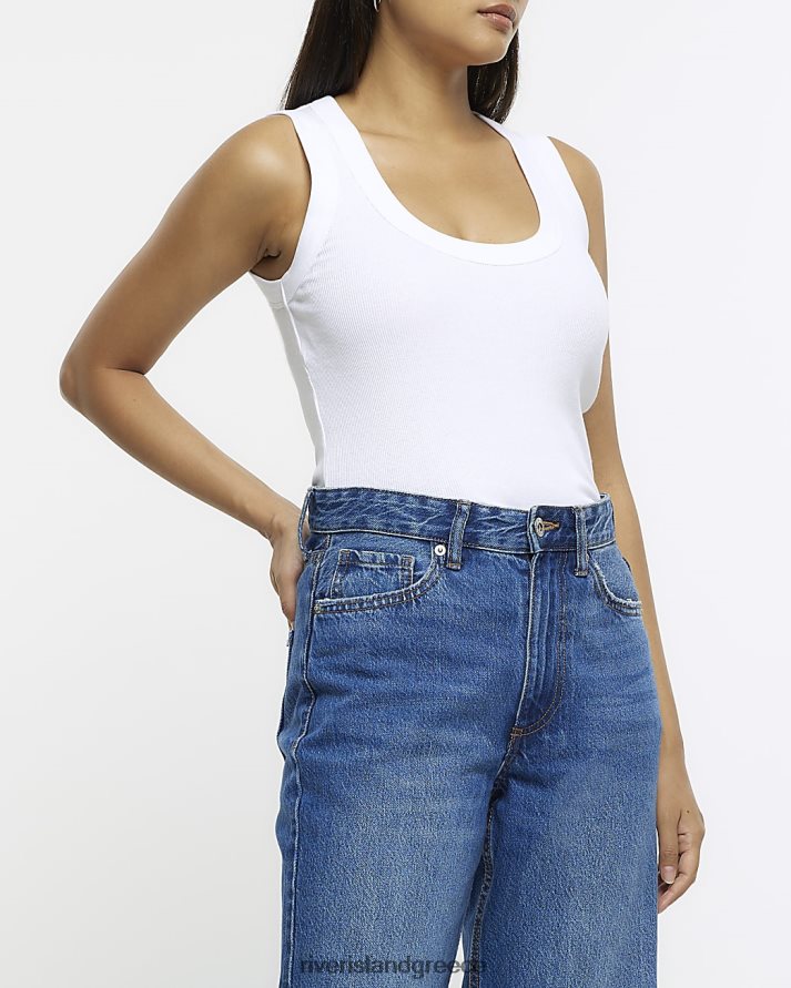 River Island ενδύματα άσπρο γυναίκες μπλούζα γιλέκου με λαιμόκοψη B6N8X1150