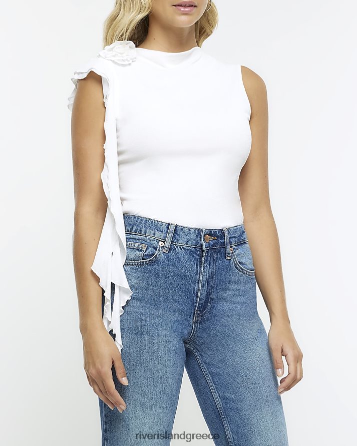 River Island ενδύματα άσπρο γυναίκες κορσάζ αμάνικο τοπ B6N8X1195