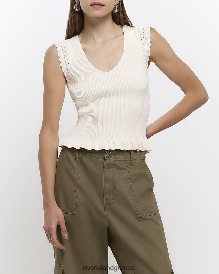 River Island ενδύματα κρέμα γυναίκες πλεκτό φανελάκι B6N8X1562