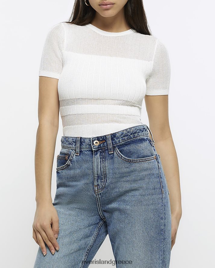 River Island ενδύματα άσπρο γυναίκες διάφανη ρίγα κορυφή B6N8X1652