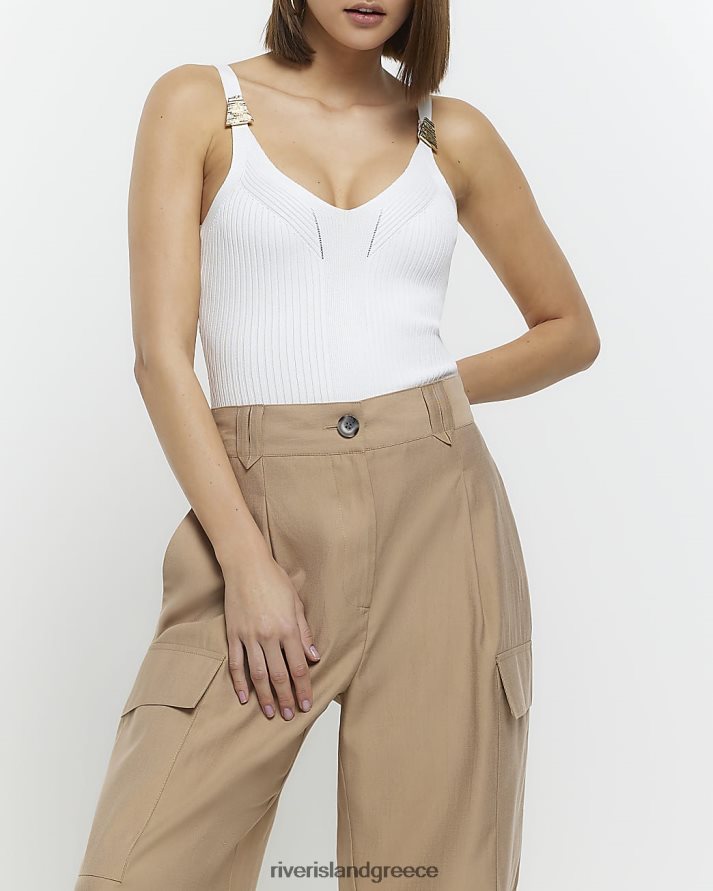 River Island ενδύματα άσπρο γυναίκες ραβδωτό τριγωνικό γιλέκο B6N8X1739