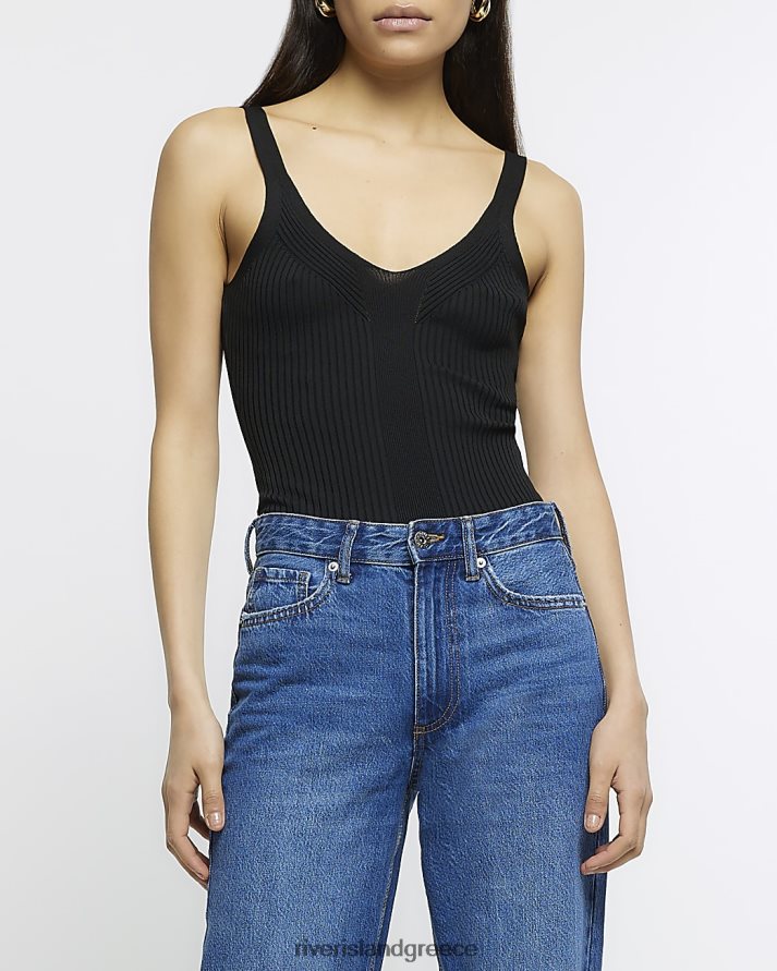 River Island ενδύματα μαύρος γυναίκες ραβδωτό πλεκτό γιλέκο B6N8X1883