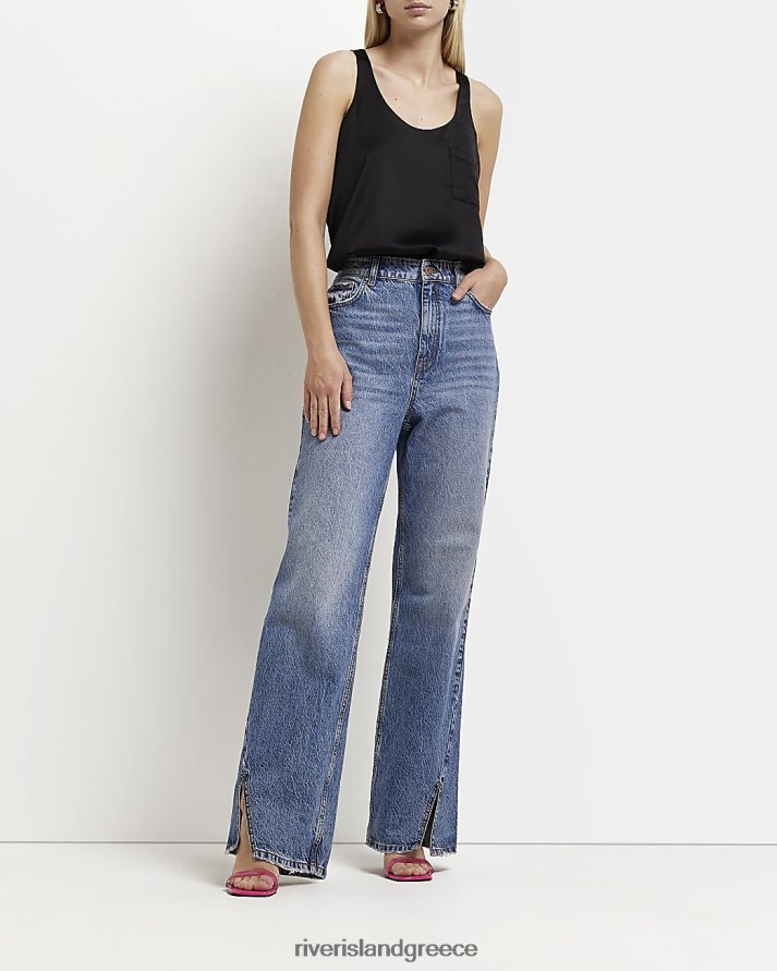 River Island ενδύματα μαύρος γυναίκες σατέν φανελάκι B6N8X2168