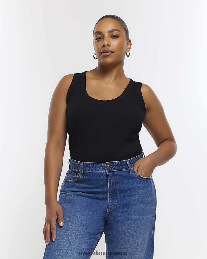 River Island ενδύματα μαύρος γυναίκες συν μπλούζα γιλέκου με λαιμόκοψη B6N8X2232