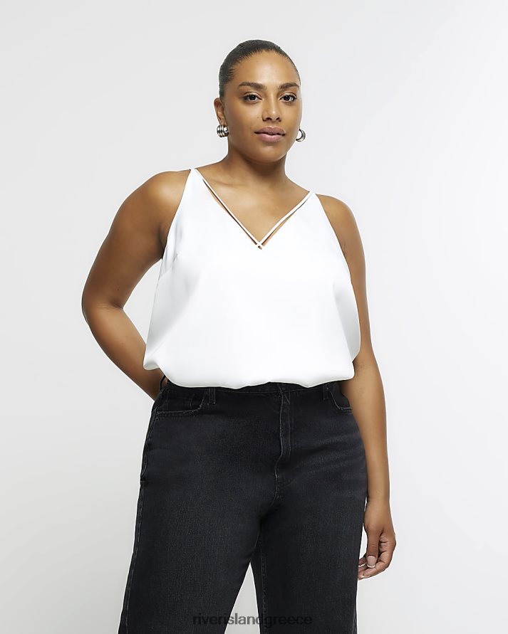 River Island ενδύματα άσπρο γυναίκες συν σατέν λουράκι καμί τοπ B6N8X2257