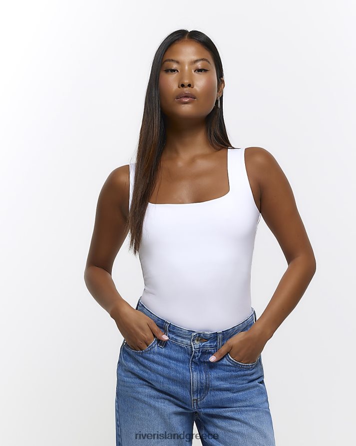 River Island ενδύματα άσπρο γυναίκες κορμάκι με τετράγωνο λαιμόκοψη B6N8X2275