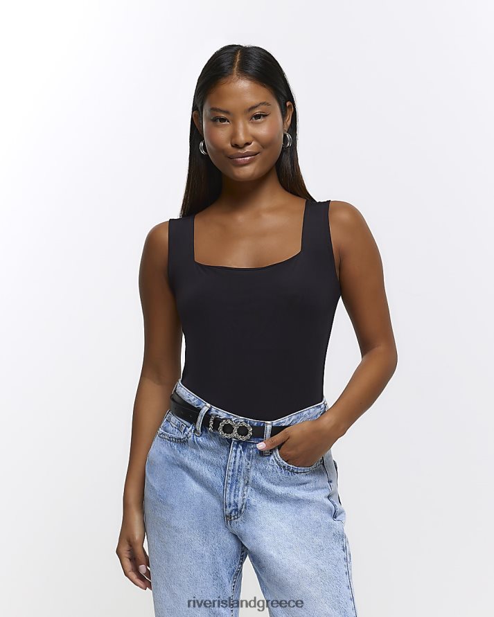 River Island ενδύματα μαύρος γυναίκες κορμάκι με τετράγωνο λαιμόκοψη B6N8X2276