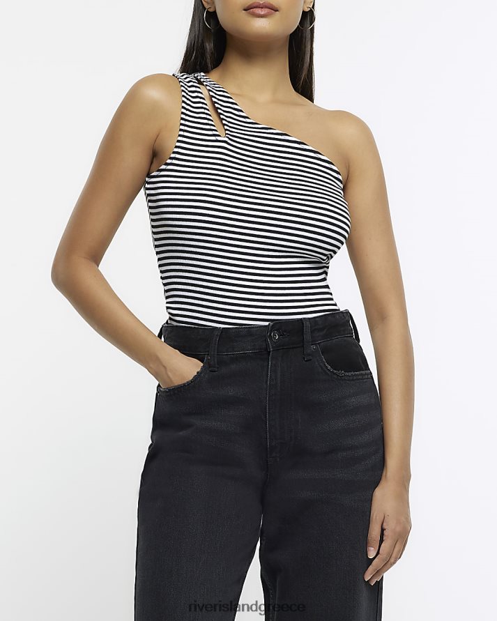 River Island ενδύματα άσπρο γυναίκες ριγέ ένα μπλουζάκι ώμου B6N8X350