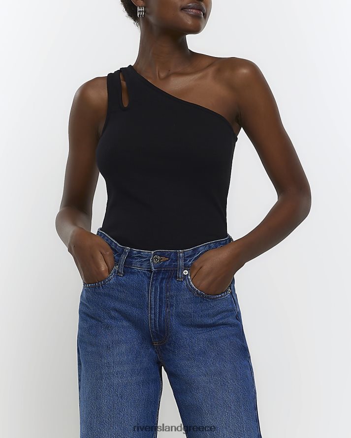 River Island ενδύματα μαύρος γυναίκες ασύμμετρη κορυφή δεξαμενής B6N8X351