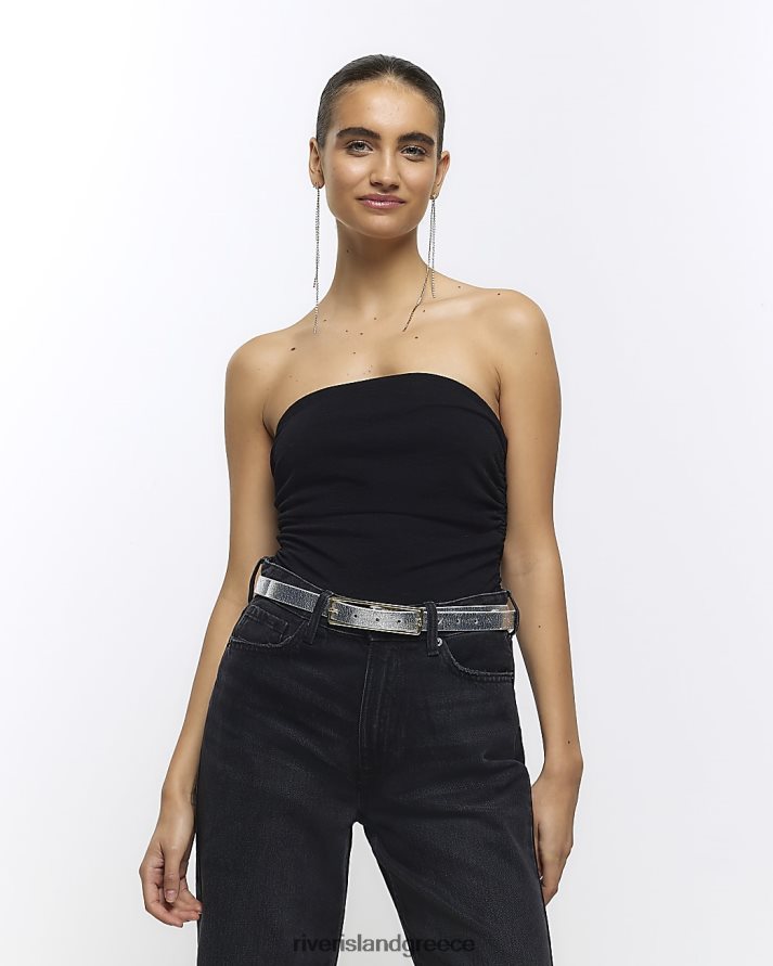 River Island ενδύματα μαύρος γυναίκες μπαντό μπλουζάκι B6N8X3991