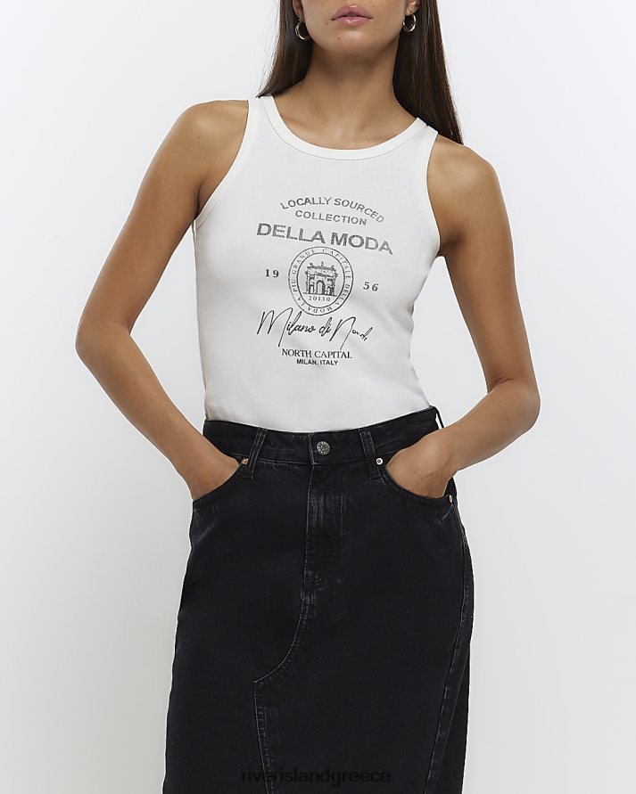 River Island ενδύματα άσπρο γυναίκες γραφικό στάμπα γιλέκο B6N8X4488