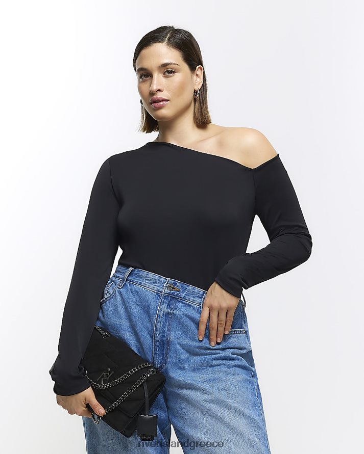 River Island ενδύματα μαύρος γυναίκες συν μακρυμάνικο μπλουζάκι εκτός ώμου B6N8X5039