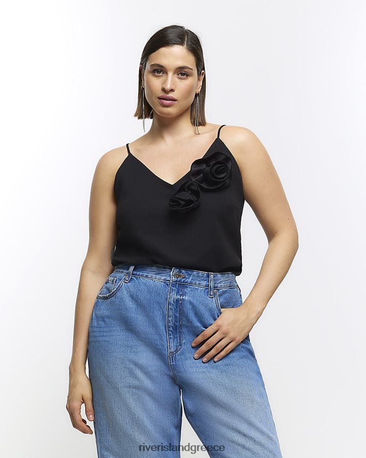 River Island ενδύματα μαύρος γυναίκες συν κορσάζ καμί τοπ B6N8X5074