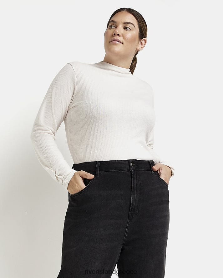 River Island ενδύματα μπεζ γυναίκες συν μακρυμάνικο μπλουζάκι B6N8X5146