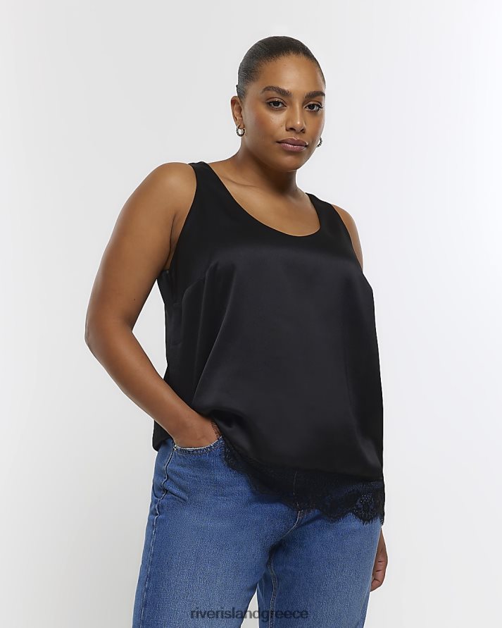 River Island ενδύματα μαύρος γυναίκες συν φανελάκι με δαντέλα B6N8X5204