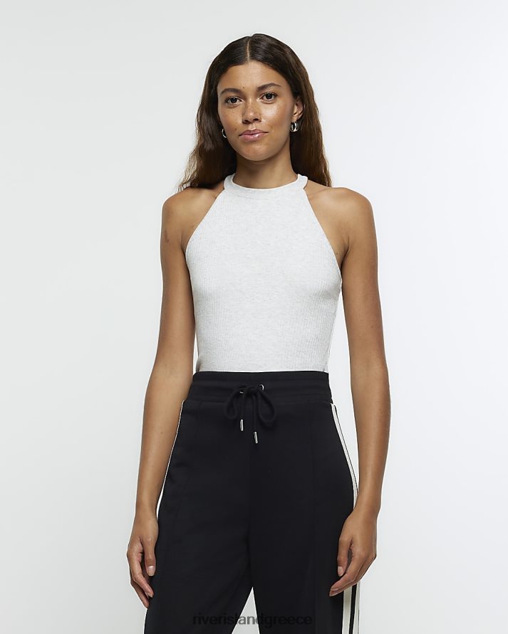 River Island ενδύματα γκρί γυναίκες μπλούζα γιλέκου με λαιμόκοψη πληρώματος B6N8X761