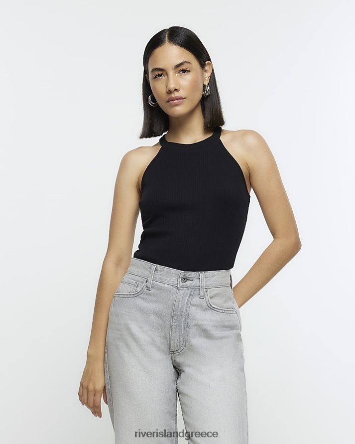 River Island ενδύματα μαύρος γυναίκες μπλούζα γιλέκου με λαιμόκοψη πληρώματος B6N8X762