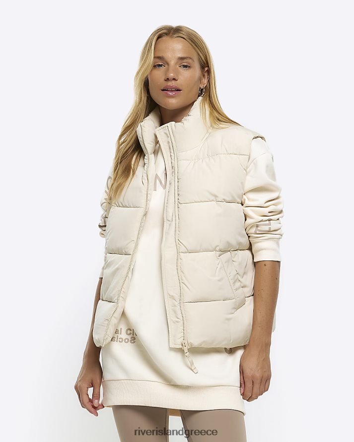River Island ενδύματα κρέμα γυναίκες παραγεμισμένο γιλέκο με ψηλό λαιμό B6N8X942