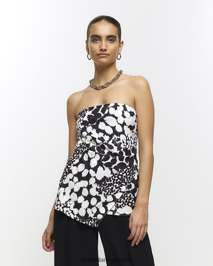 River Island ενδύματα άσπρο γυναίκες Μπαντό τοπ με animal print B6N8X3905