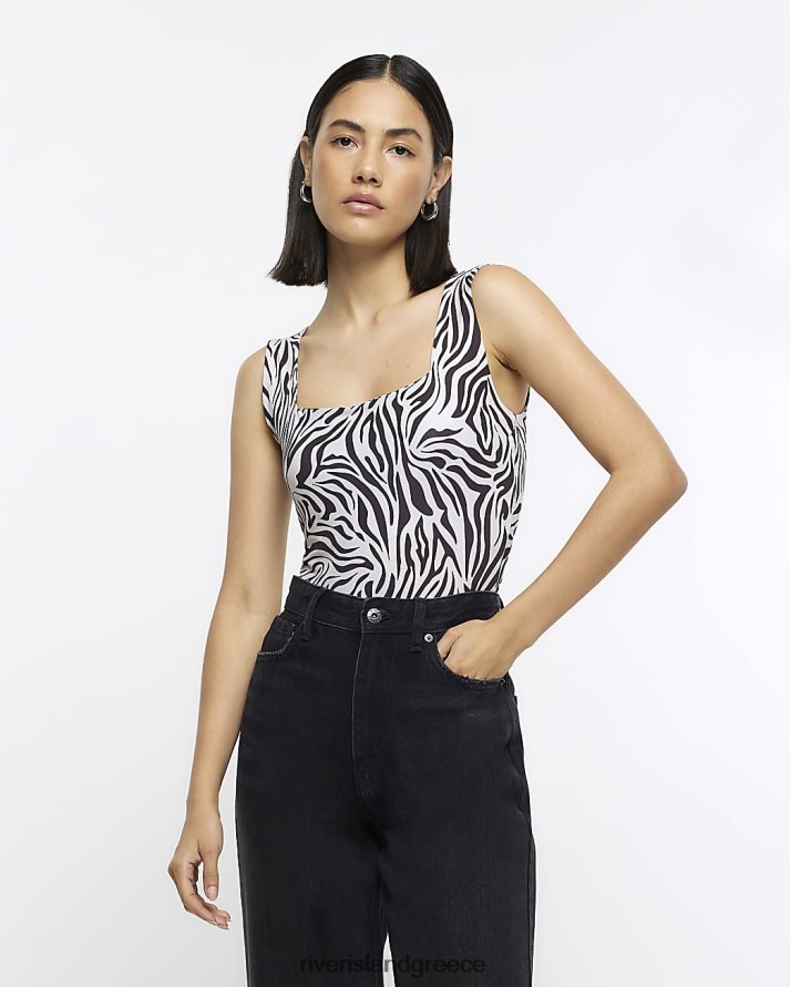 River Island ενδύματα μαύρος γυναίκες ολόσωμη φόρμα με animal print τετράγωνο λαιμό B6N8X4060