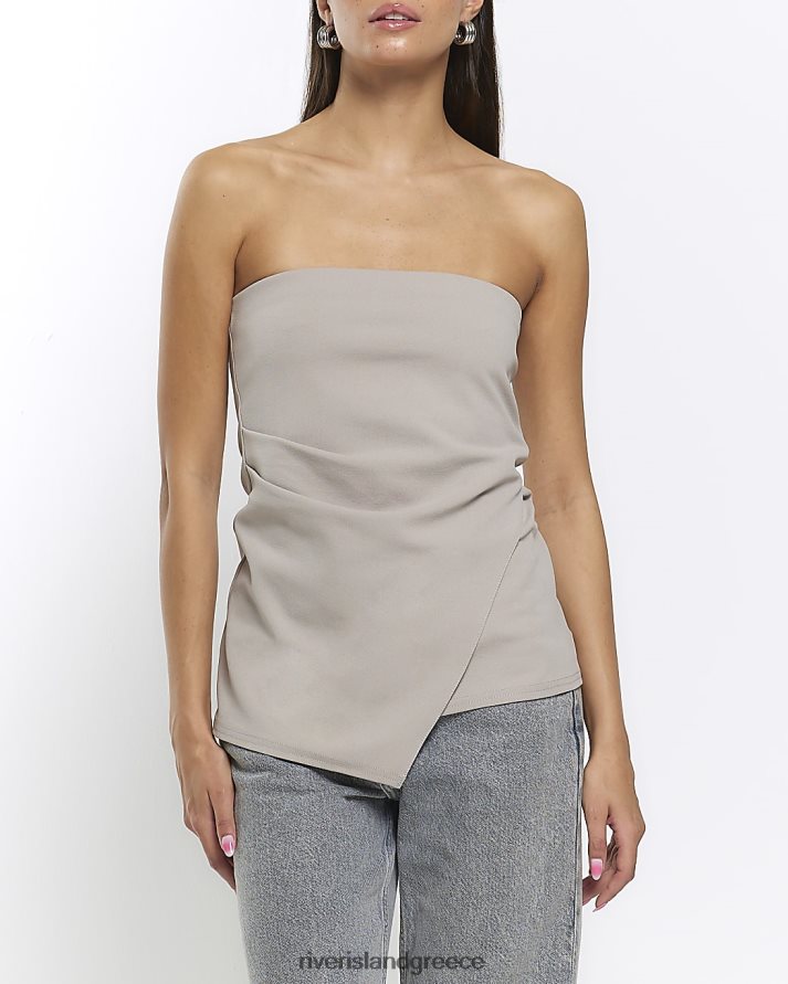 River Island ενδύματα γκρί γυναίκες bandeau ασύμμετρο τοπ B6N8X1258