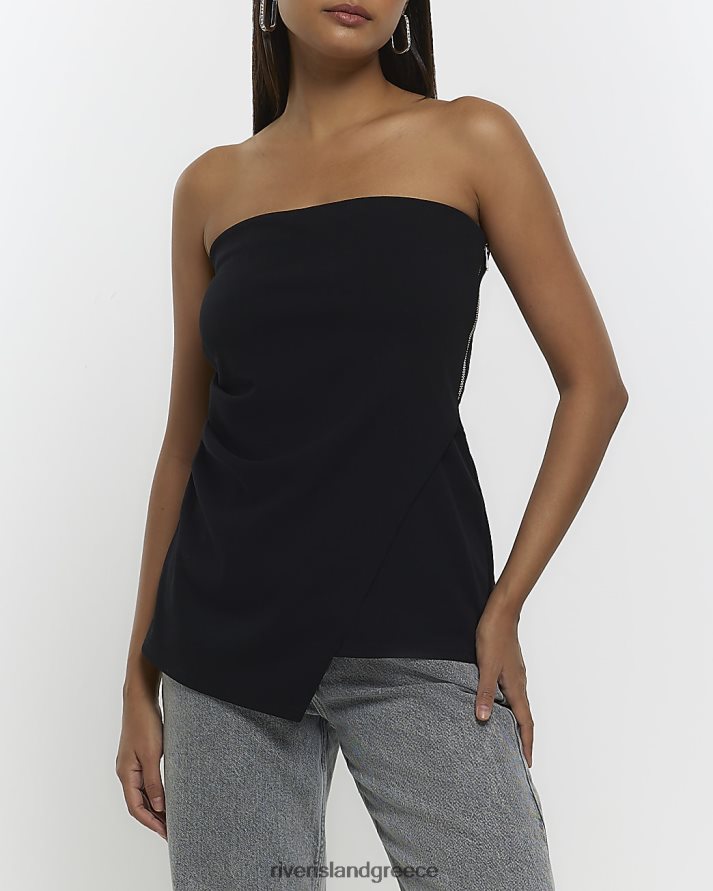 River Island ενδύματα μαύρος γυναίκες bandeau ασύμμετρο τοπ B6N8X4726