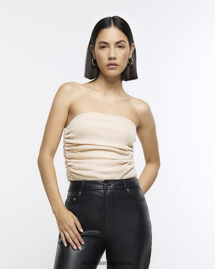River Island ενδύματα κρέμα γυναίκες παγιέτες bandeau top B6N8X383