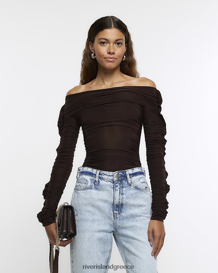 River Island ενδύματα καφέ γυναίκες ολόσωμη φόρμα bardot B6N8X498