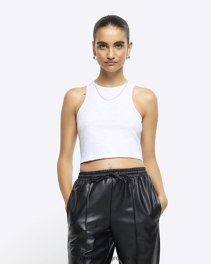 River Island ενδύματα άσπρο γυναίκες crop top με ραβδώσεις B6N8X494