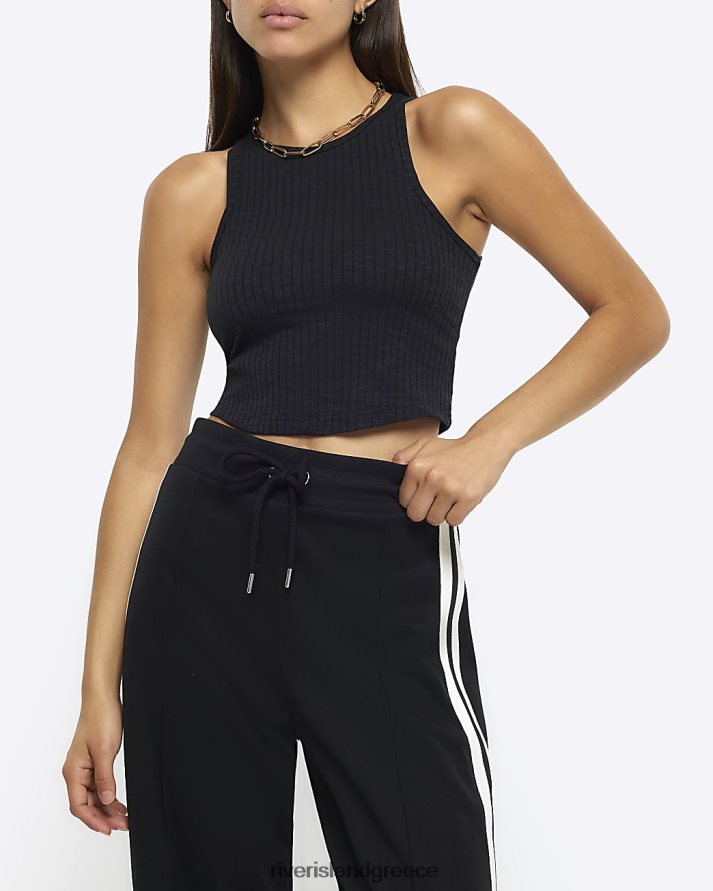 River Island ενδύματα μαύρος γυναίκες crop top με ραβδώσεις B6N8X495