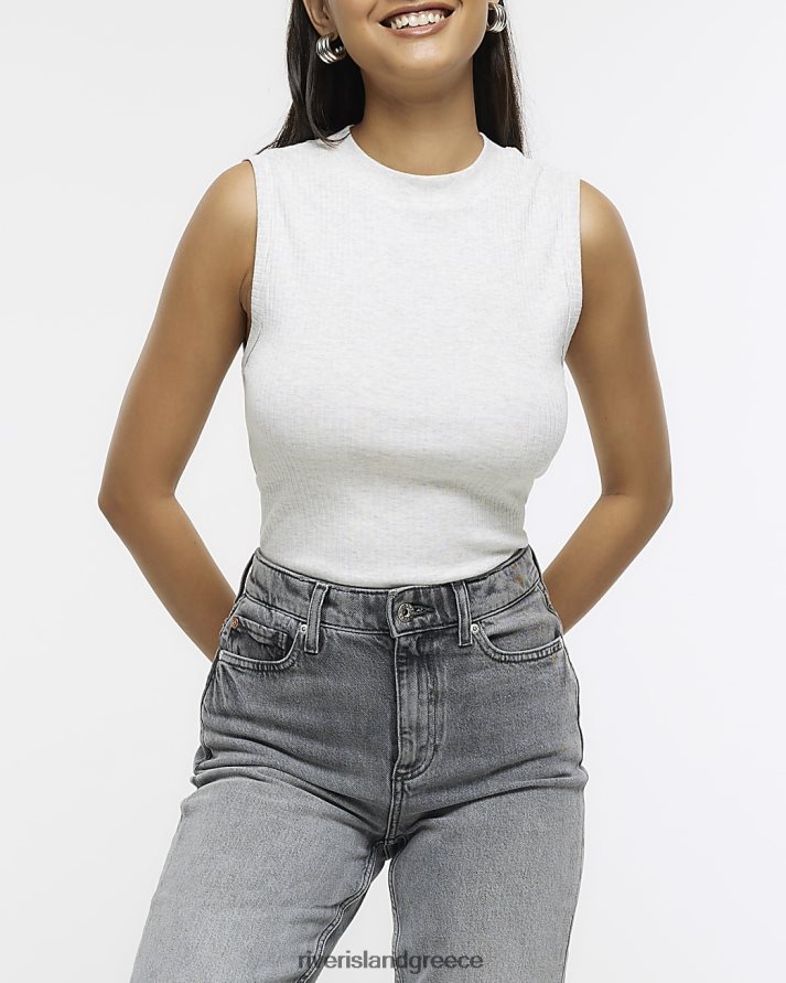 River Island ενδύματα γκρί γυναίκες rib tank top B6N8X1156