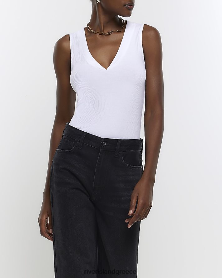 River Island ενδύματα άσπρο γυναίκες v μπλούζα γιλέκου λαιμού B6N8X1125