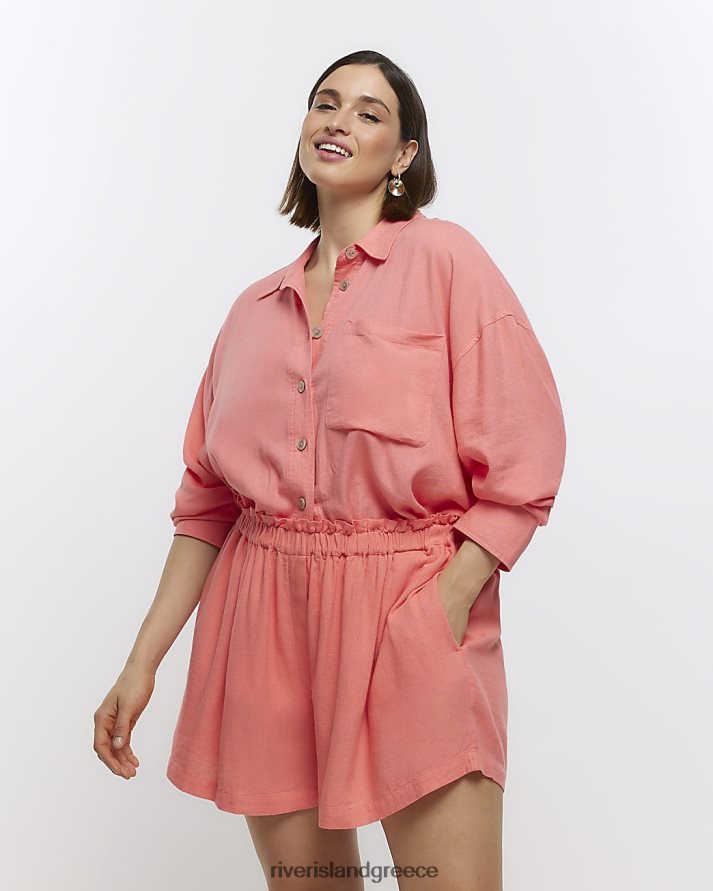 River Island ενδύματα ροζ γυναίκες συν σορτς με λινό B6N8X2230