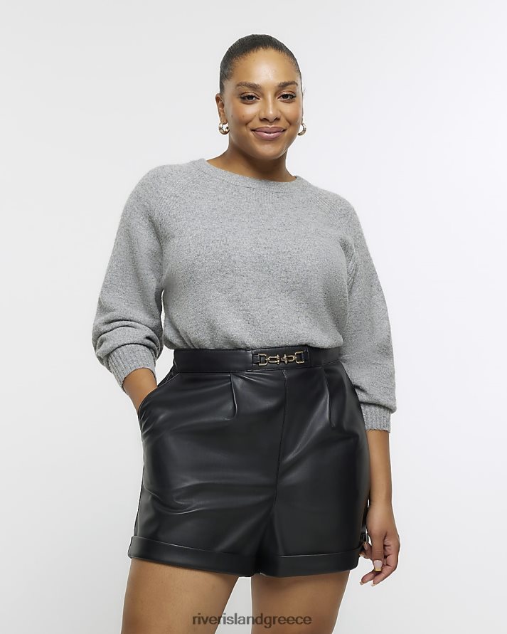 River Island ενδύματα μαύρος γυναίκες συν σορτς από τεχνητό δέρμα B6N8X5073