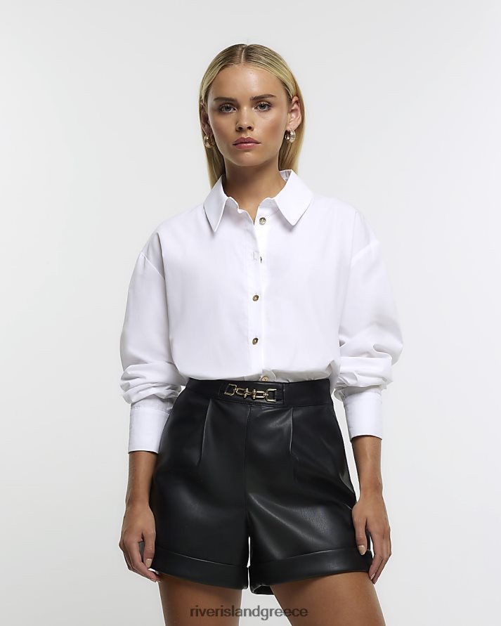 River Island ενδύματα μαύρος γυναίκες Σορτσάκι από ψεύτικο δέρμα B6N8X5258