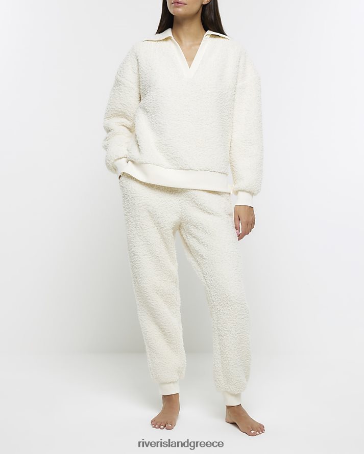River Island ενδύματα κρέμα γυναίκες borg joggers B6N8X3949