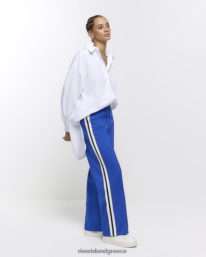 River Island ενδύματα μπλε γυναίκες πλάγια λωρίδα φαρδιά πόδι joggers B6N8X3820