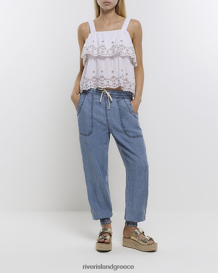 River Island ενδύματα μπλε γυναίκες lyocell τζόγκερ με μανσέτες B6N8X1289